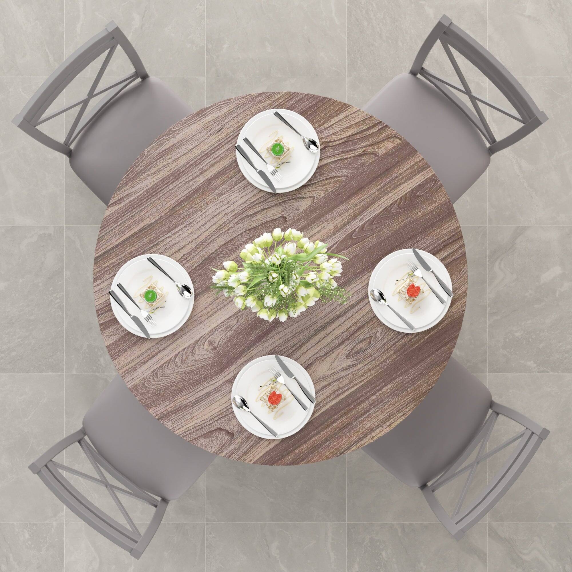 Alt View 6. Vecelo - 5-Piece Dining Table Set for 4, Heavy metal frame and Chairs with Upholstered Seats, Space-Saving Design - Grey Set.