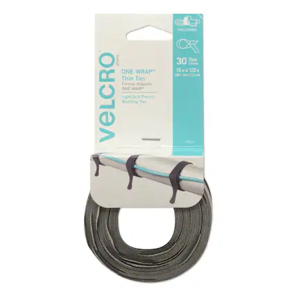 BRAND ONE-WRAP Thin Ties
Correas delgadas ONE-WRAP
VELCRO Light Duty Pre-cut Bundling Ties
TIES/STRAPS
30 Ties
Correas
15 in x 1/2 in (38.1 cm x 1.2 cm)
94257