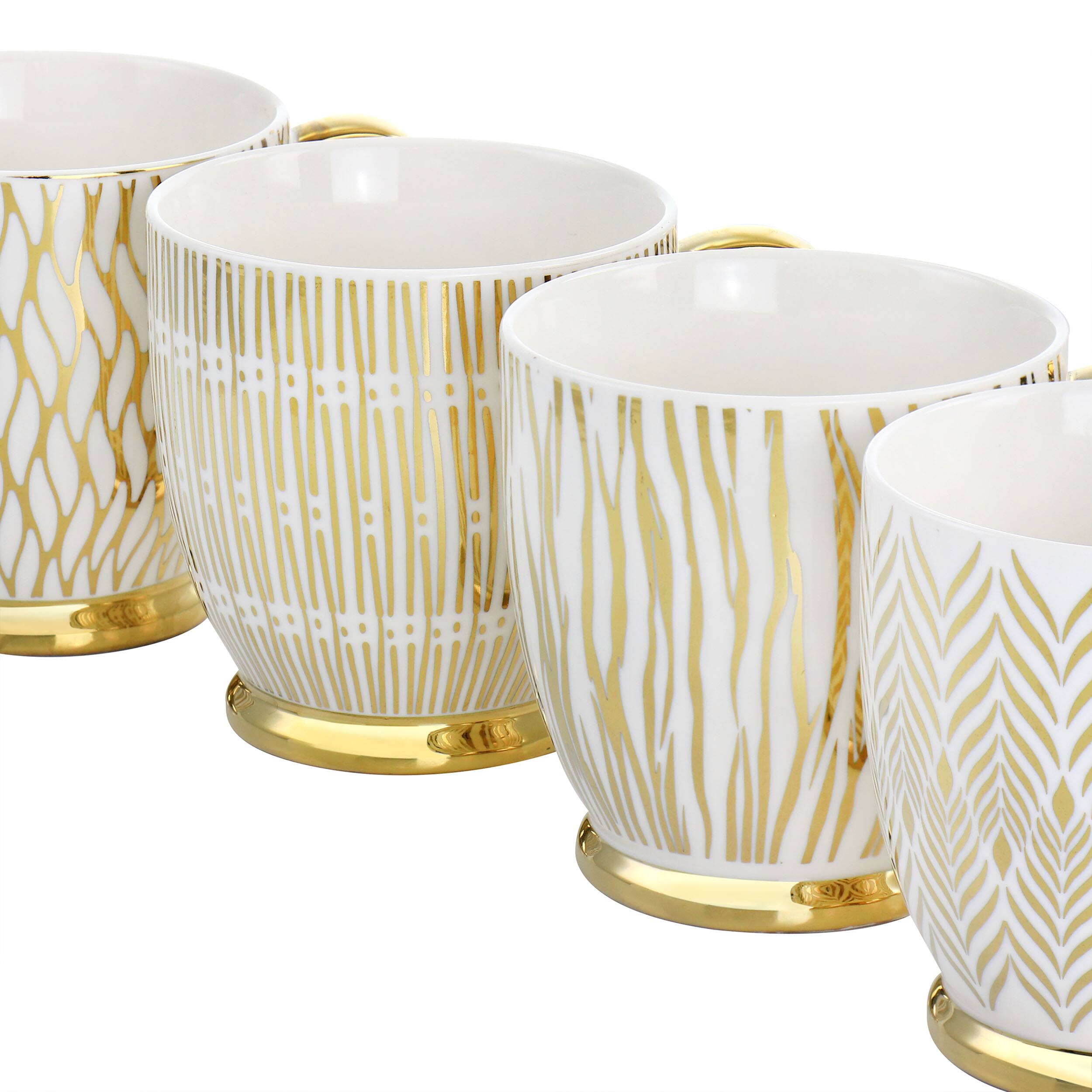 Alt View 2. Gibson - Gibson Home Gold Finch 4 Piece 16.7oz Electroplated Fine Ceramic Mug Set in Gold - Gold.