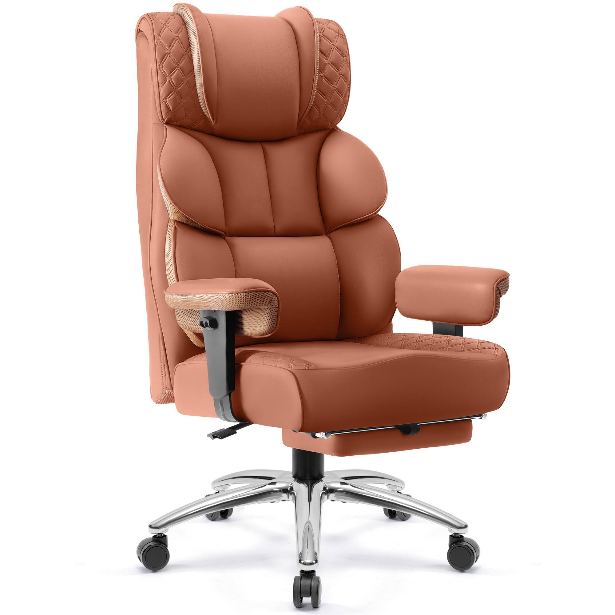Alt View 8. KERDOM - Large PU Leather Office Desk Chair Gaming Chair with Footrest, Wide Seat Ergonomic Comfy Executive High Back Reclining - Brown.