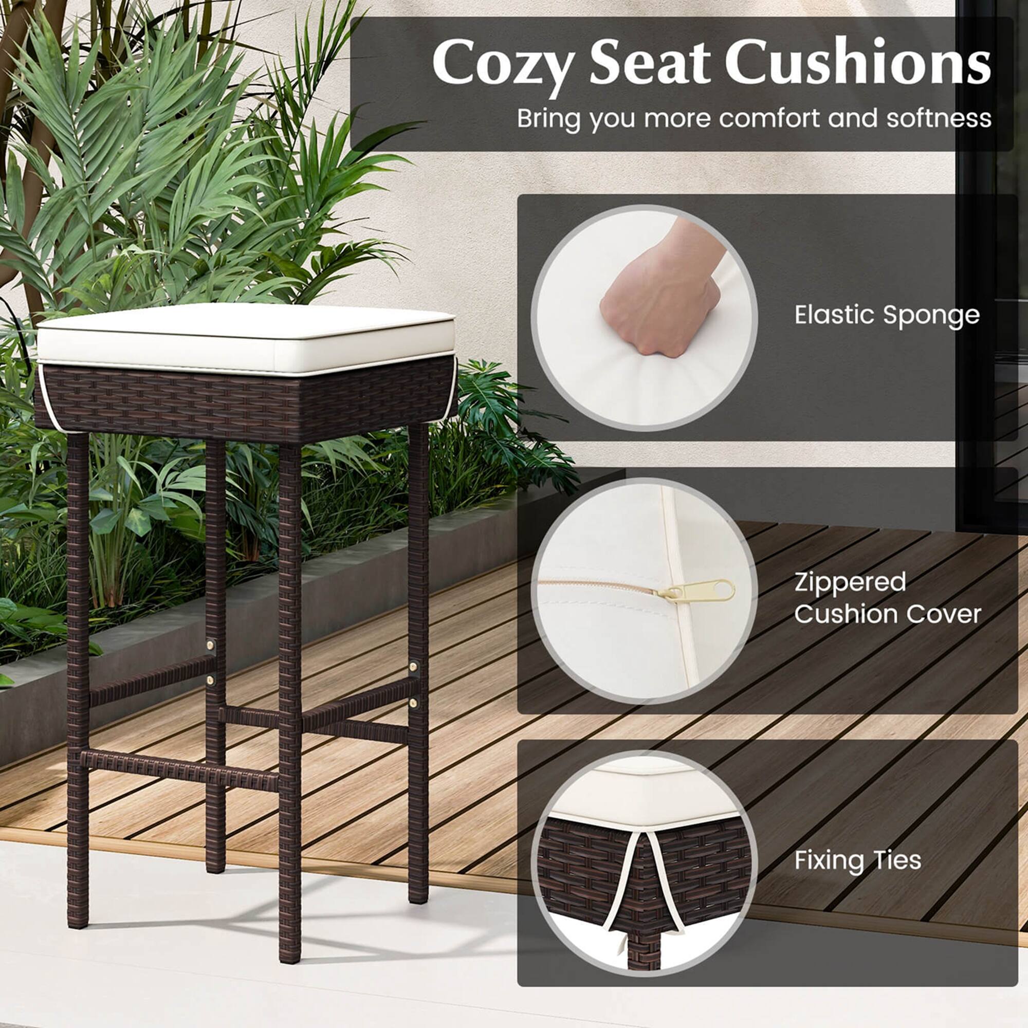 Cozy Seat Cushions Bring you more comfort and softness Elastic Sponge Zippered Cushion Cover Fixing Ties