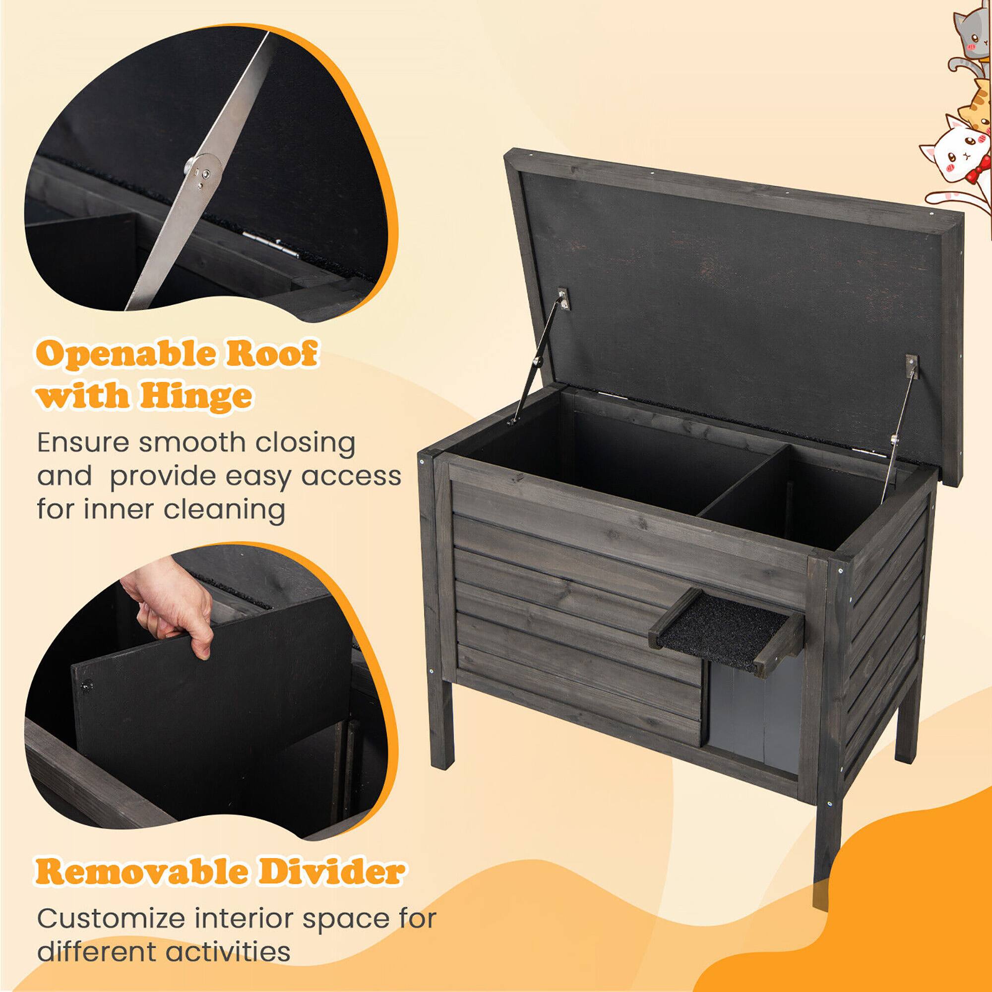 Openable Roof with Hinge  
Ensure smooth closing and provide easy access for inner cleaning  

Removable Divider  
Customize interior space for different activities