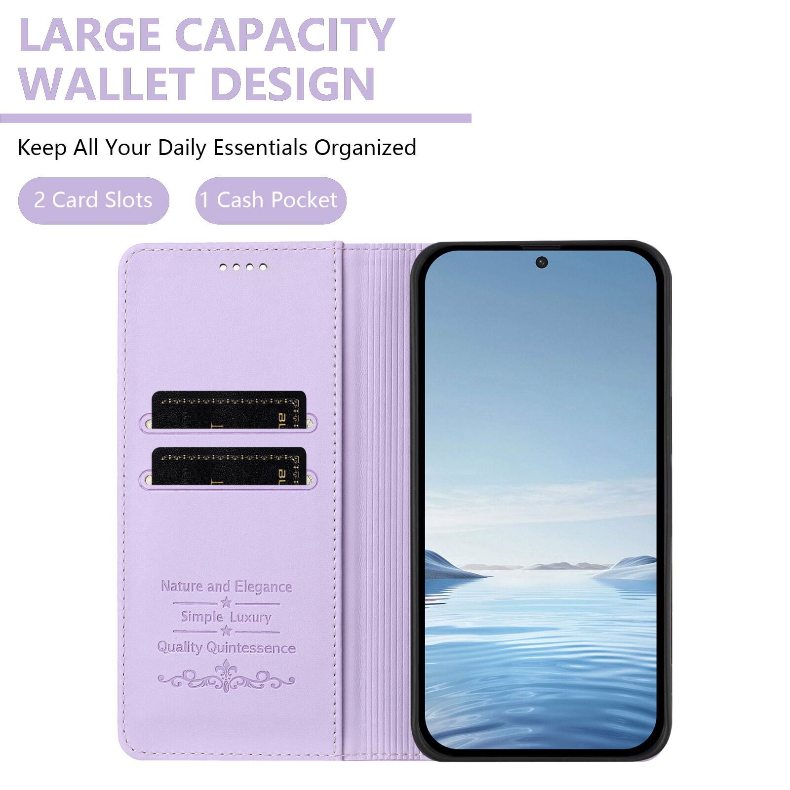 LARGE CAPACITY WALLET DESIGN  
Keep All Your Daily Essentials Organized  
2 Card Slots  
1 Cash Pocket  

Nature and Elegance  
Simple Luxury  
Quality Quintessence