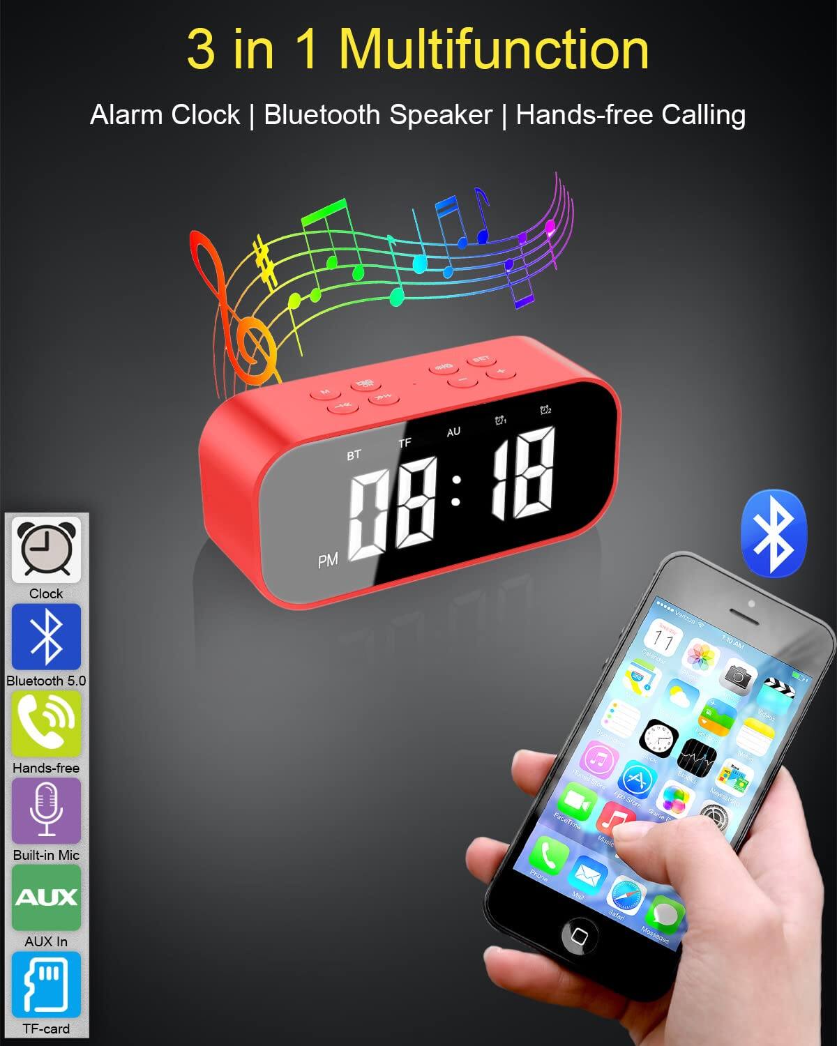 3 in 1 Multifunction Alarm Clock | Bluetooth Speaker | Hands-free Calling

- Bluetooth 5.0
- Hands-free Built-in Mic
- AUX In
- TF-card