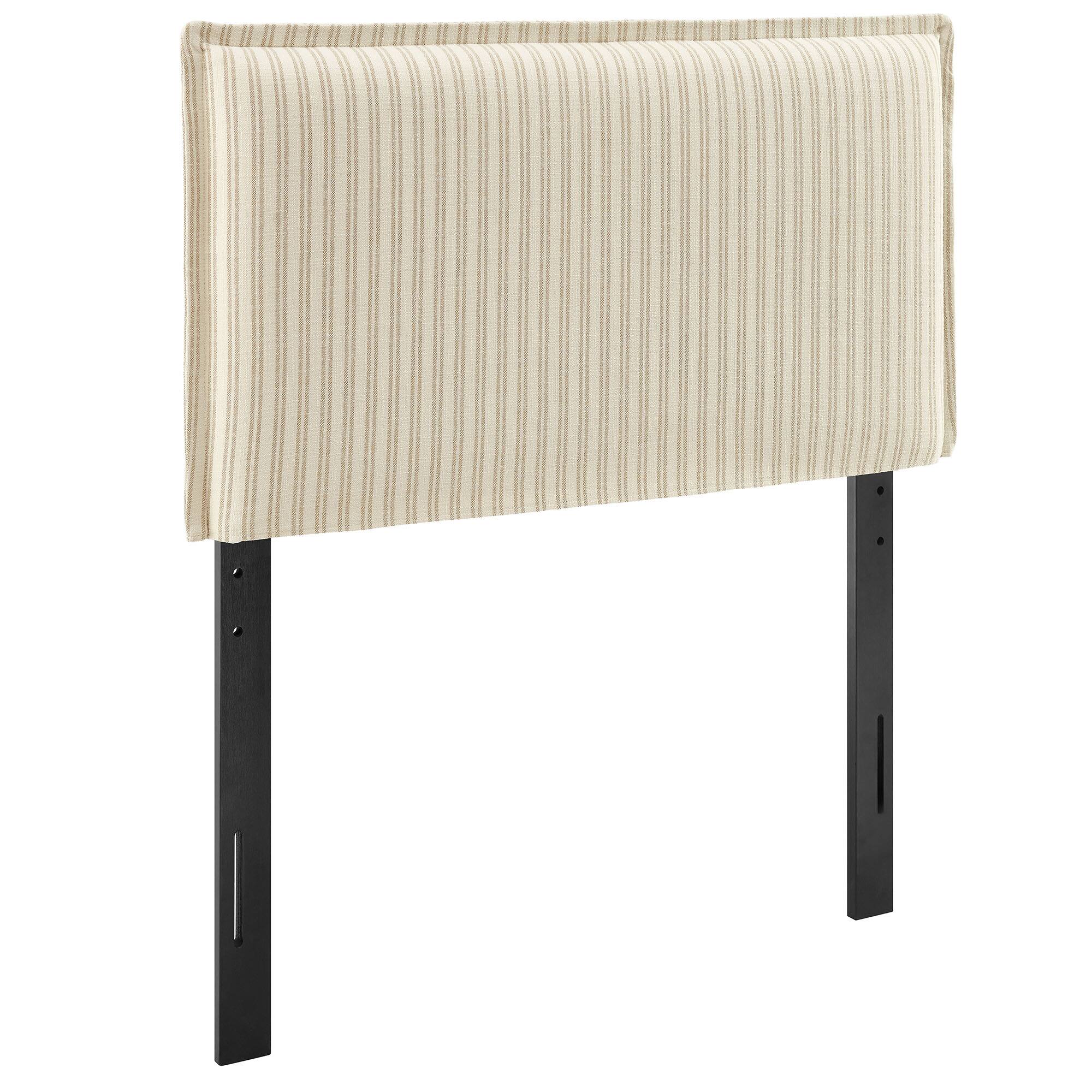 Angle. Modway - Camille Striped Linen Blend Headboard by Modway - Oatmeal Stripe.