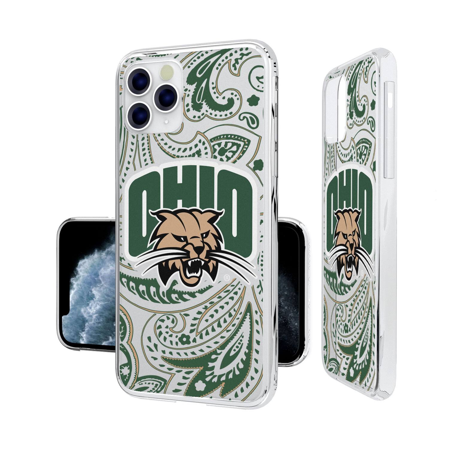 Alt View 3. Keyscaper - Ohio Bobcats iPhone Paisley Design Clear Case - 15 Pro - Multicolor.