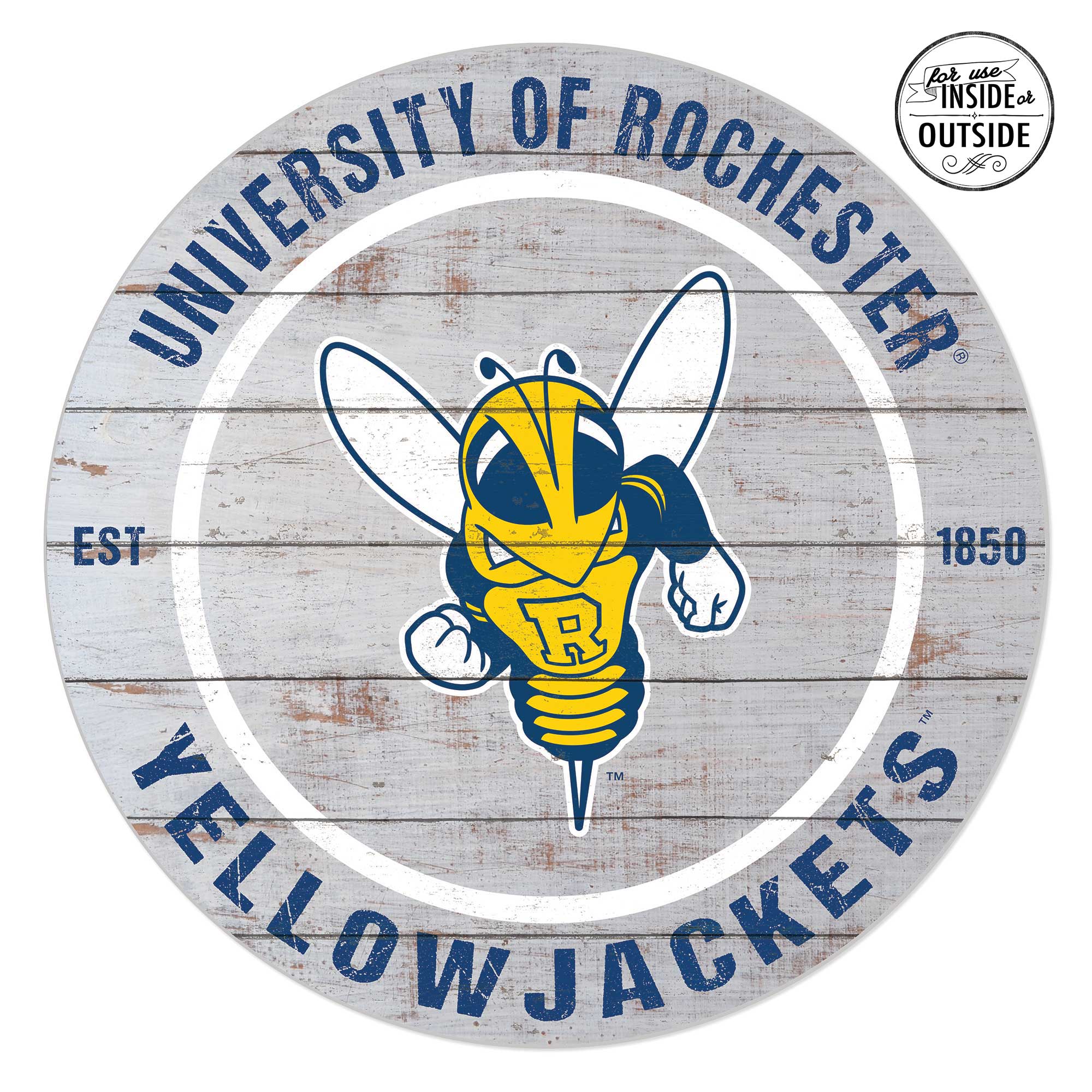 Rochester Yellow Jackets 20'' x 20'' Indoor/Outdoor Weathered Circle Sign