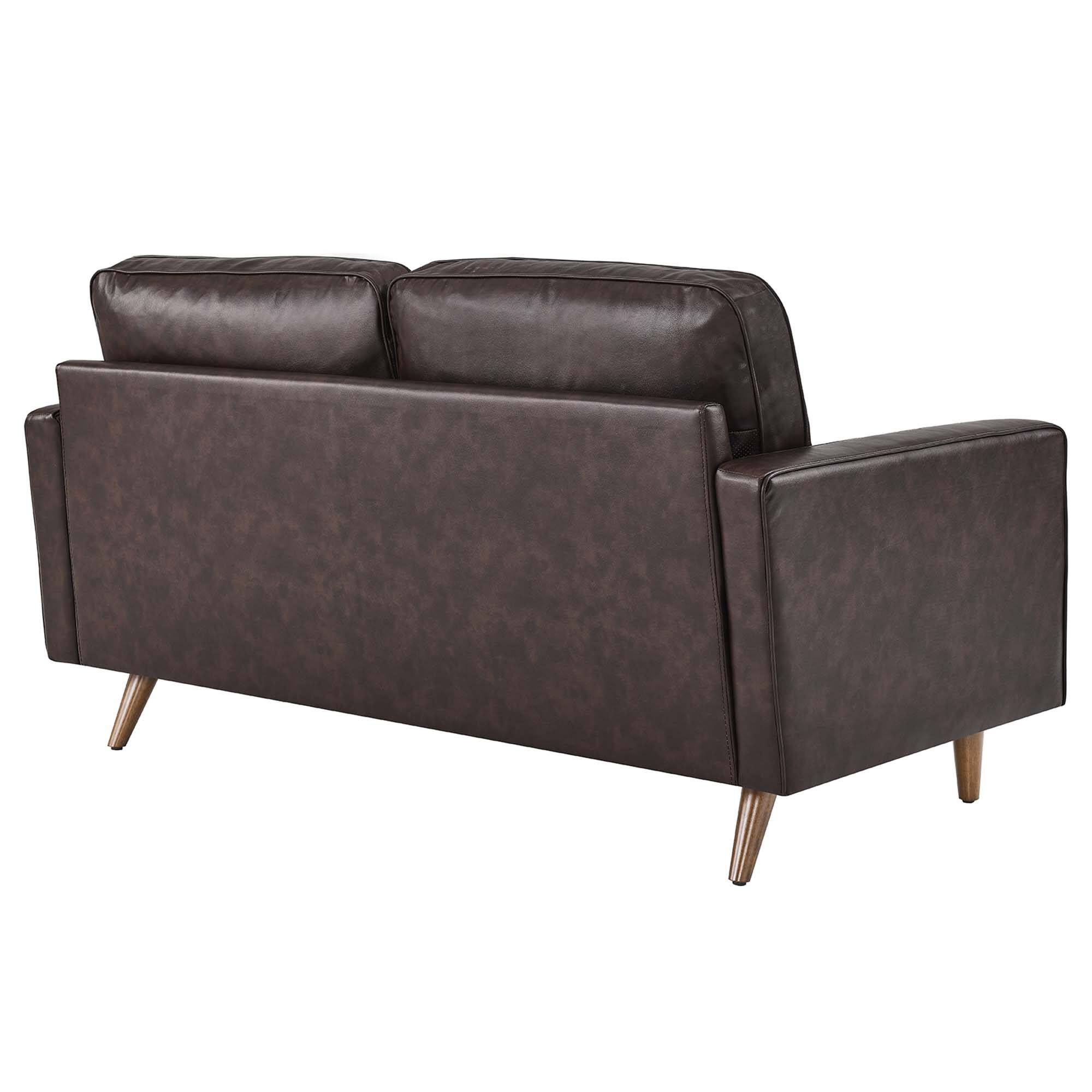 Alt View 2. Modway - Valour Leather Loveseat by Modway - Brown.