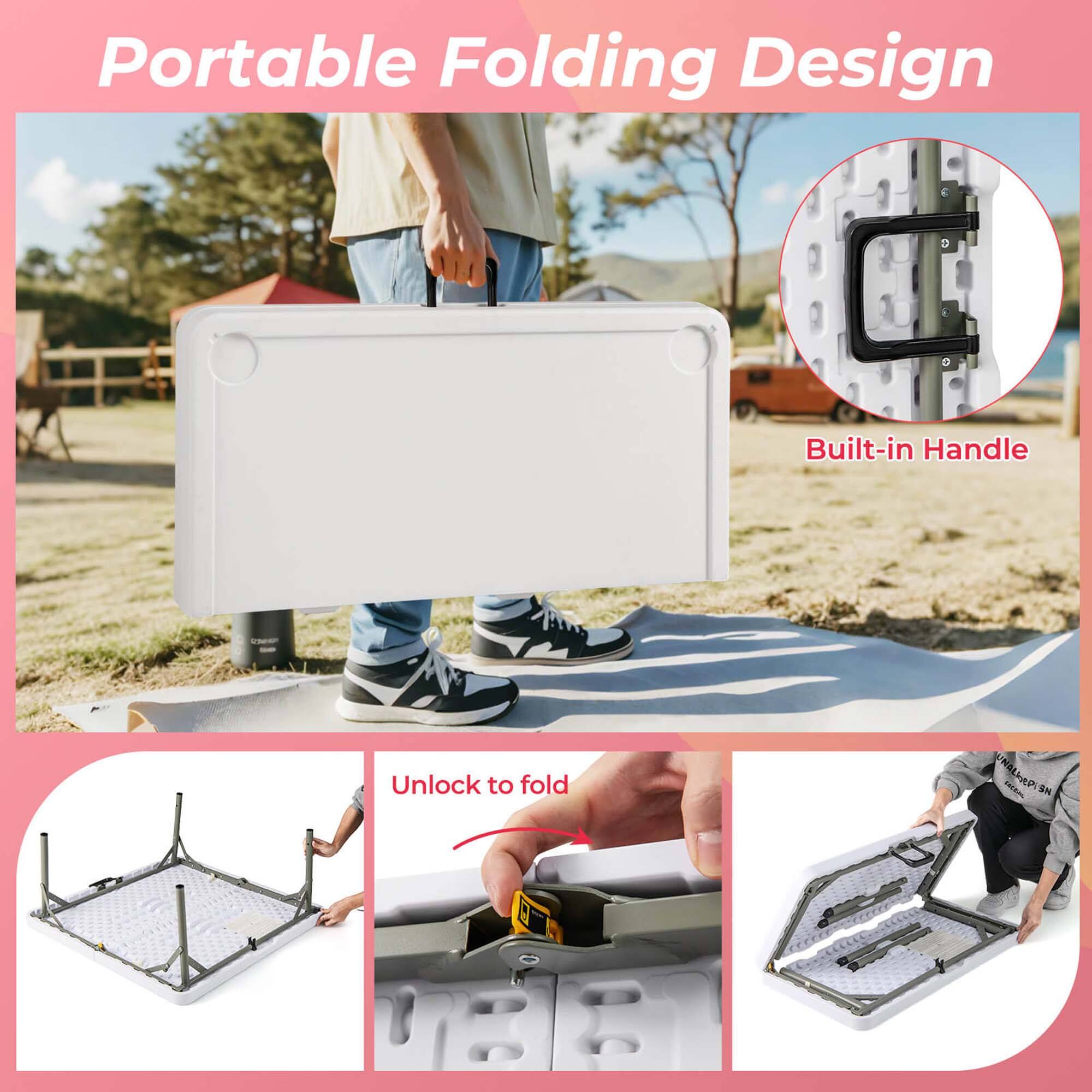 Portable Folding Design

Built-in Handle

Unlock to fold
