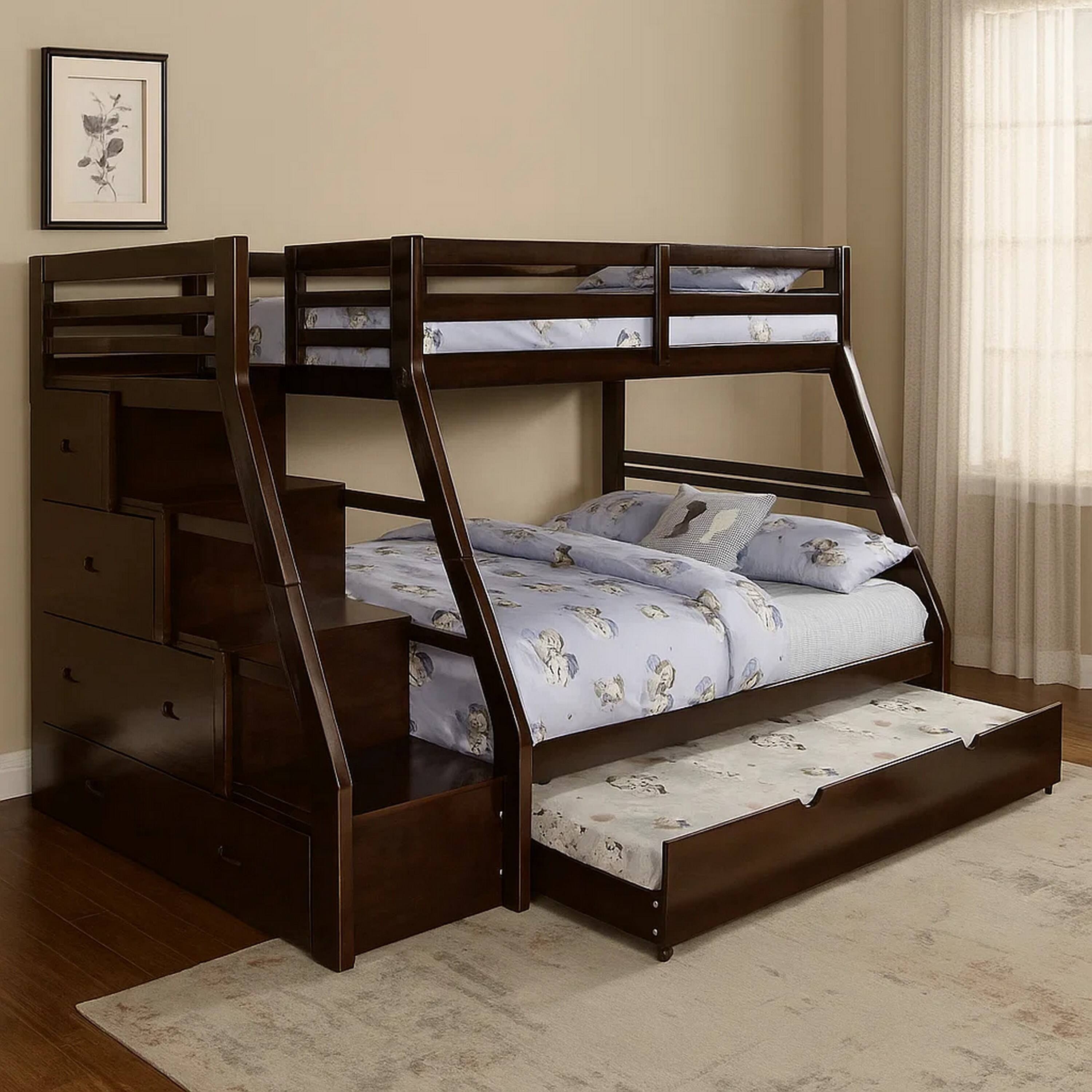 Alt View 5. Manhattan Lane - Ellon Twin over Full Bunk Bed, Espresso Brown Solid Wood, Drawers - Espresso Brown.