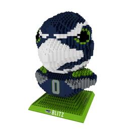 Forever Collectibles - Seattle Seahawks NFL BRXLZ Mascot Bust 1557-Piece Building Block Set - Blue