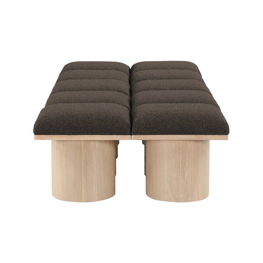 Alt View 2. Meridian Furniture - Pavilion Brown Boucle Fabric Bench - Brown.