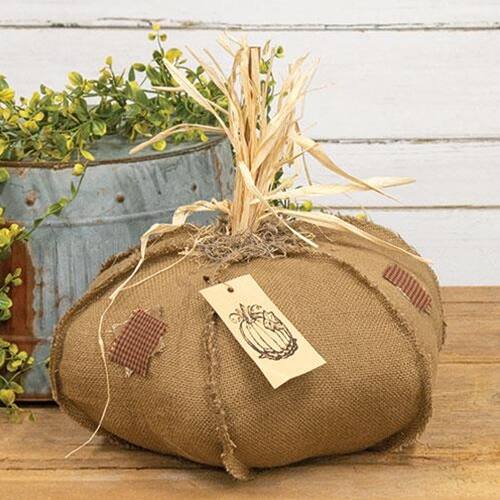 Angle. BreeBe - *Burlap Patches Pumpkin 15" - Brown.
