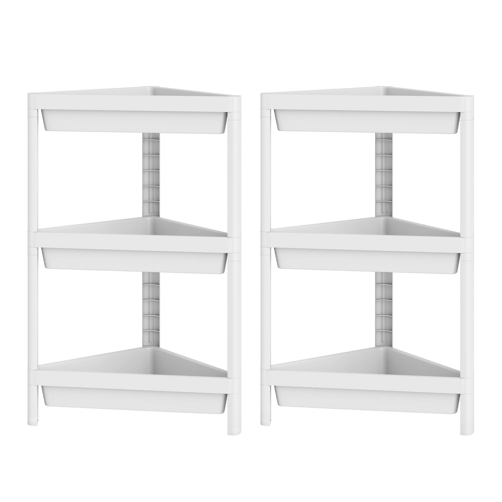 Alt View 9. Gymax - Gymax 2-Pack 3-Tier Shelf w/Detachable Design & Drainage Holes Freestanding Storage White - White.