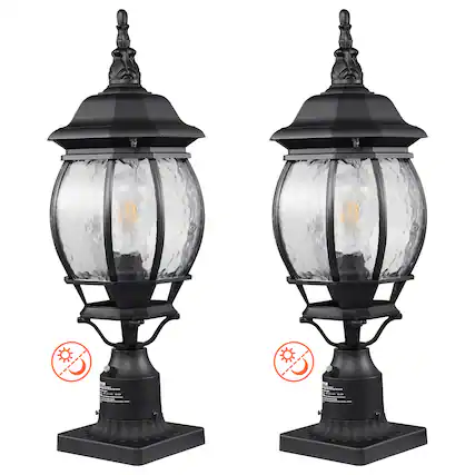 Front. VEVOR - 2 Pack Dusk to Dawn Outdoor Post Light, 20.87 in, Waterproof Lamp Post Light Fixtures - Black.