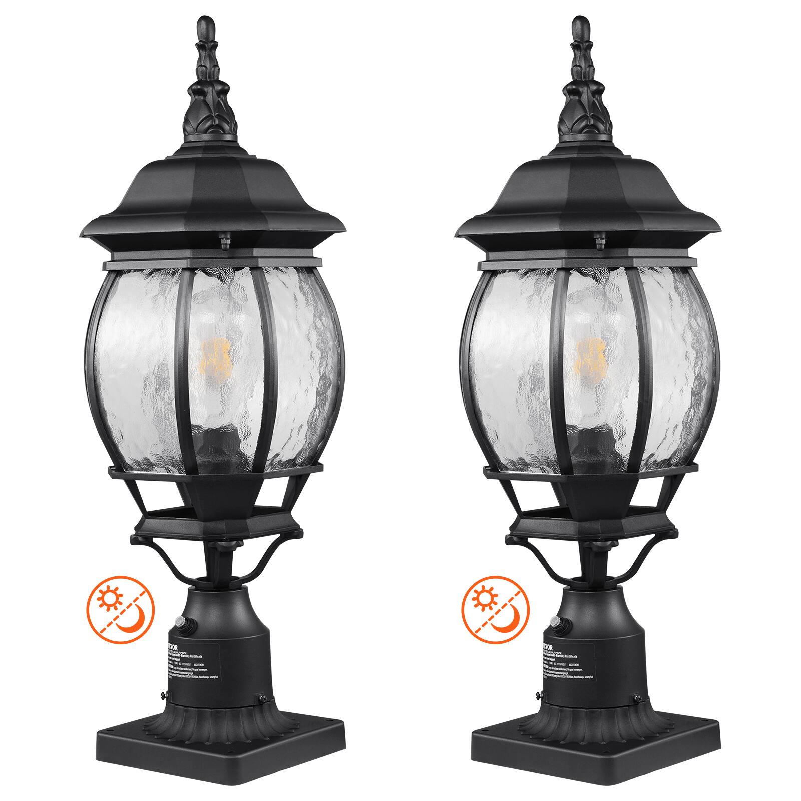 Front. VEVOR - 2 Pack Dusk to Dawn Outdoor Post Light, 20.87 in, Waterproof Lamp Post Light Fixtures - Black.