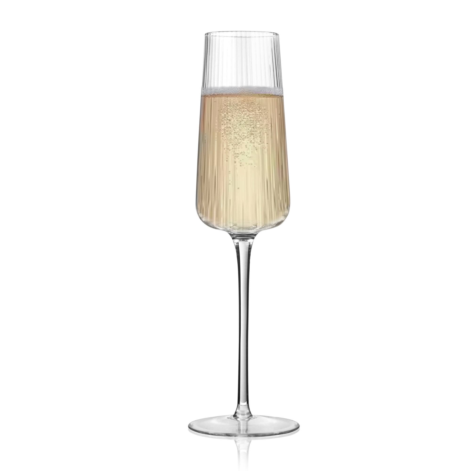 Left. Artland - Artland Soho Optic Stemmed Glass Set, Clear 8-Piece (4 Flutes & 4 Goblets) - Clear.
