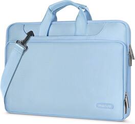 mosiso - 360 Protective Laptop Bag 13.3 inch, Computer Carrying Case with Shoulder Strap for MacBook Air Pro 13 14 HP Dell - Air Blue