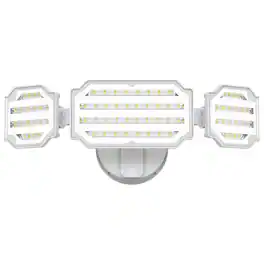 Lepower - 4500LM Outdoor Flood Light Switch Controll 5000K 3 Adjustable Heads Waterproof LED Security Lights For Garage - White