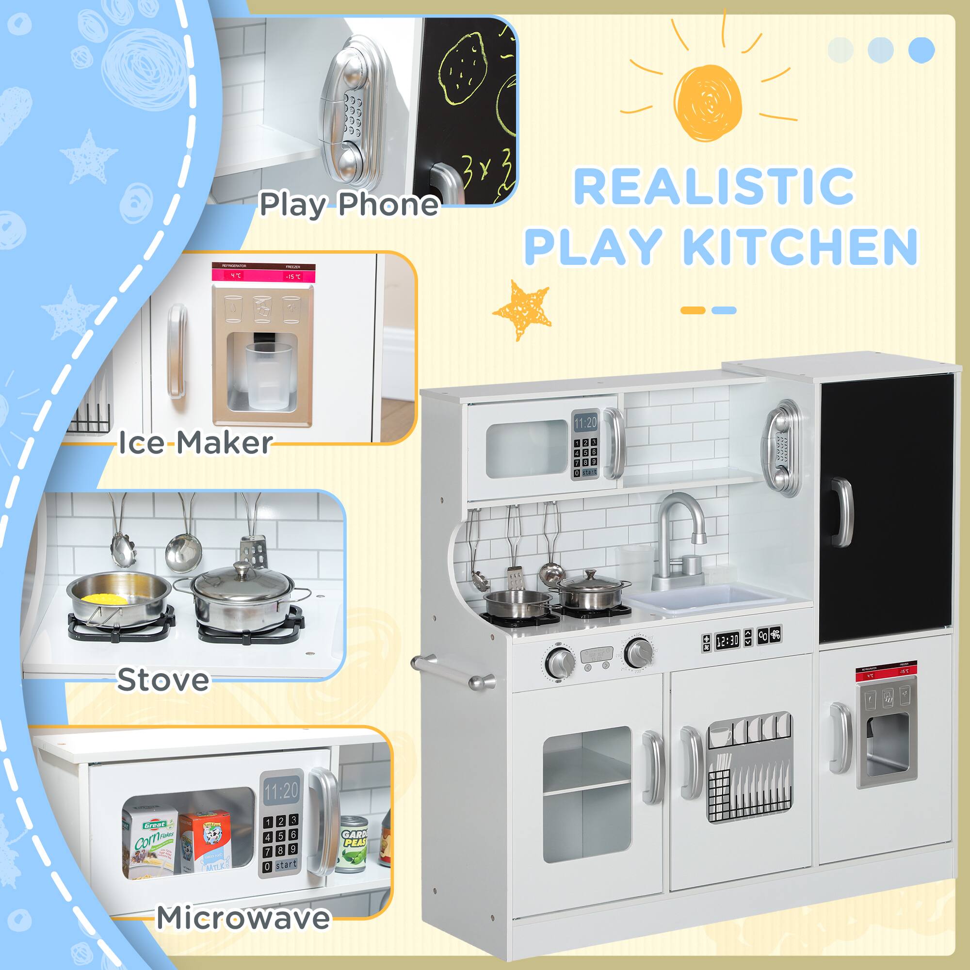 REALISTIC PLAY KITCHEN

Play Phone

Ice-Maker

Stove

Microwave