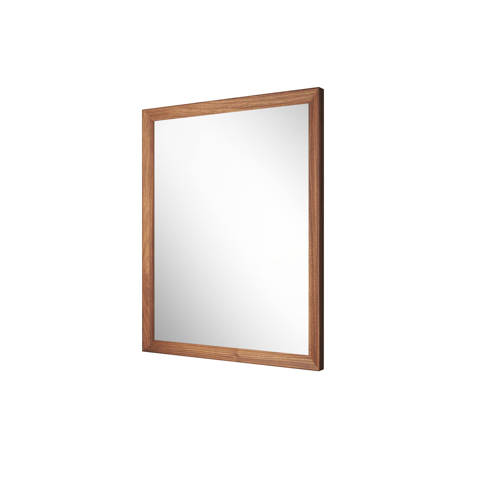 Alt View 1. Boyel Living - 20 in W x 16 in L Dark Wood Grain Rectangular Slanted Edge Aluminum Framed Wall Bathroom Vanity Mirror.