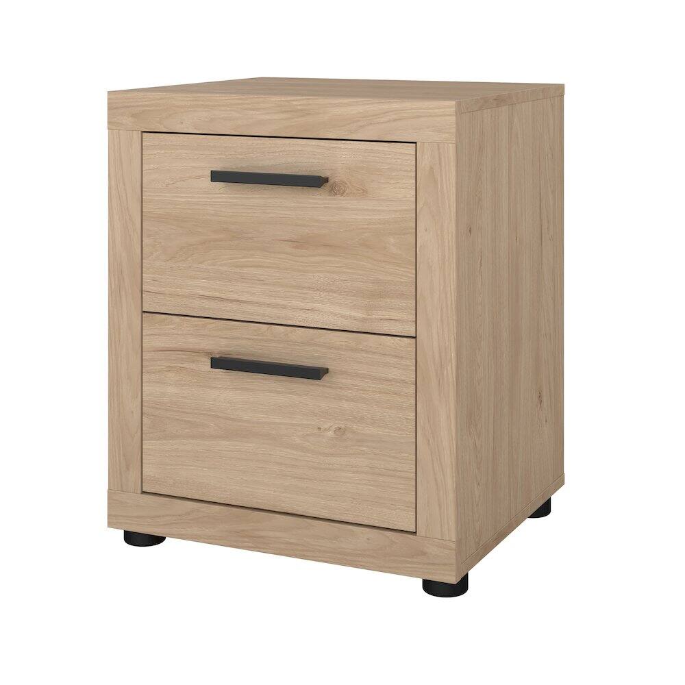Front. Tvilum - Mira 2 Drawer Nightstand, Jackson Hickory - Brown.