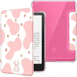 Kitcheniva - Soft Transparent Case For 7 Inch Kindle Paperwhite 12th 2024 Protective Shell Pink Cow - Strawberry Cow