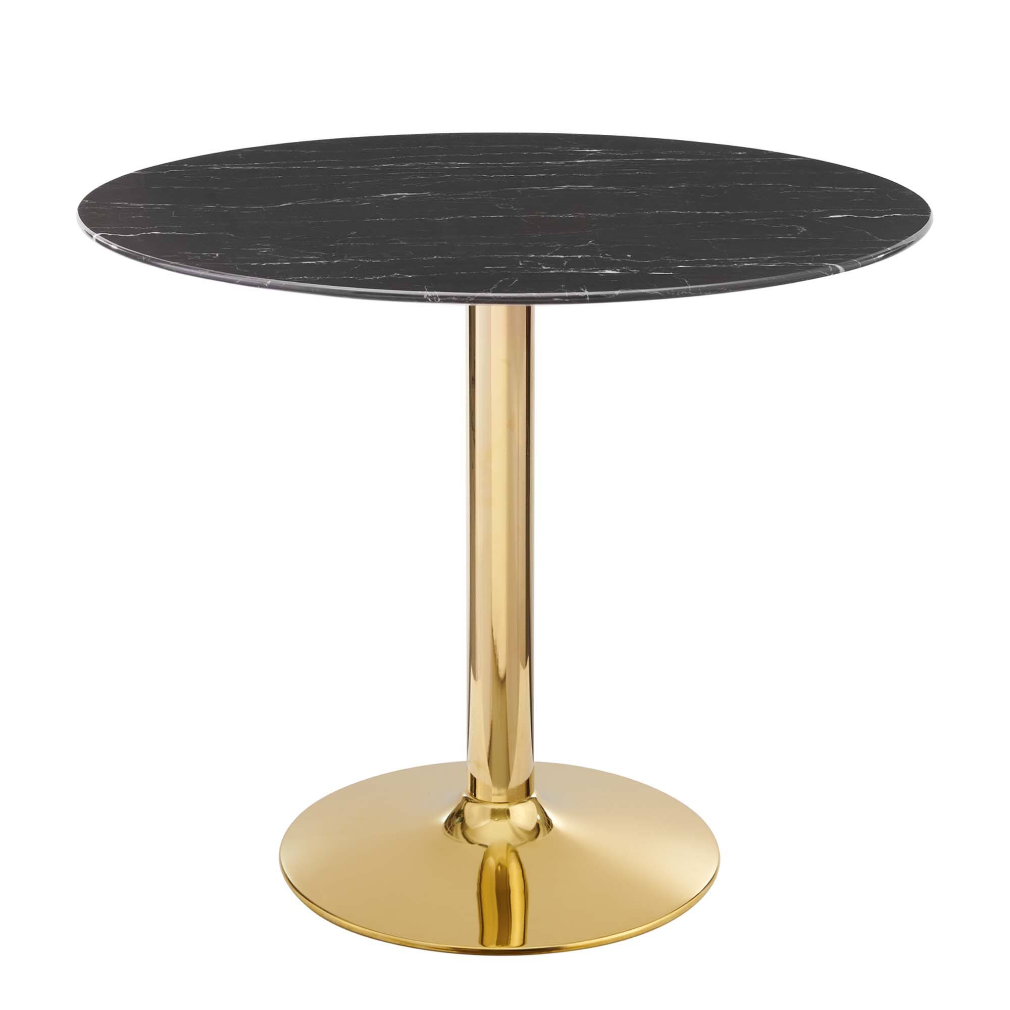 Angle. Modway - Verne 35" Artificial Marble Dining Table by Modway - Gold Black.