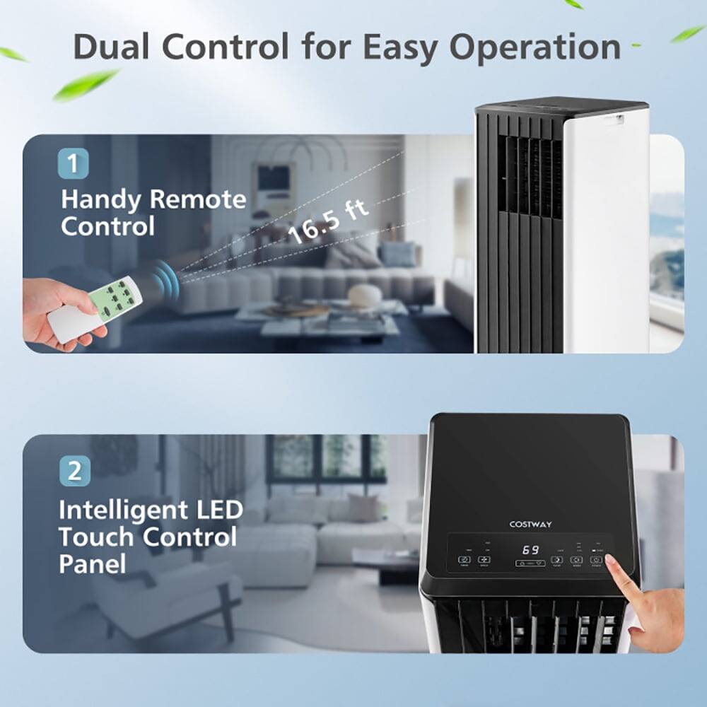 Dual Control for Easy Operation

1. Handy Remote Control
   - 16.5 ft

2. Intelligent LED Touch Control Panel