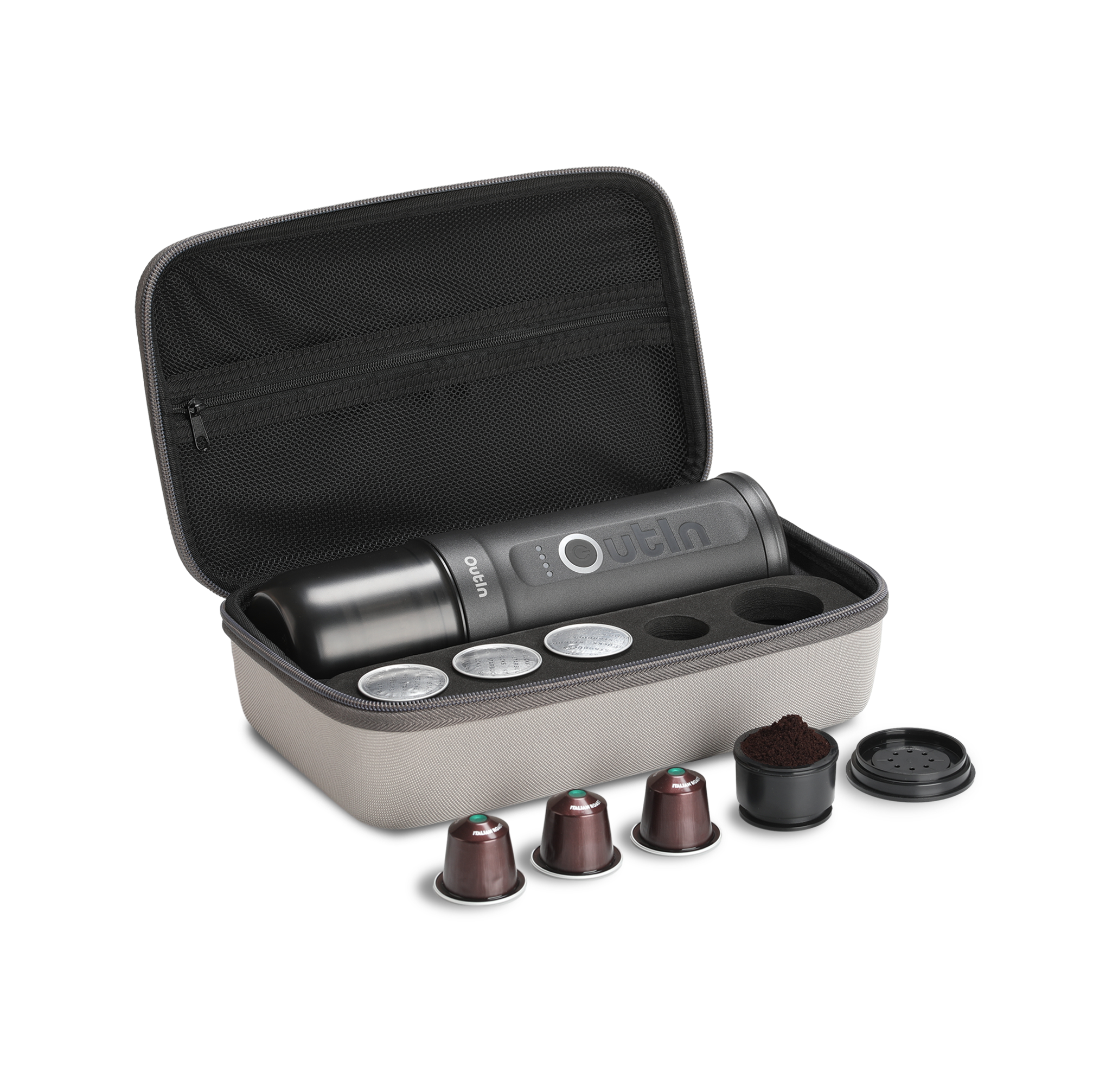 Outin - Nano Portable Electric Espresso Machine Travel Kit (Space Grey) - Space Gray
