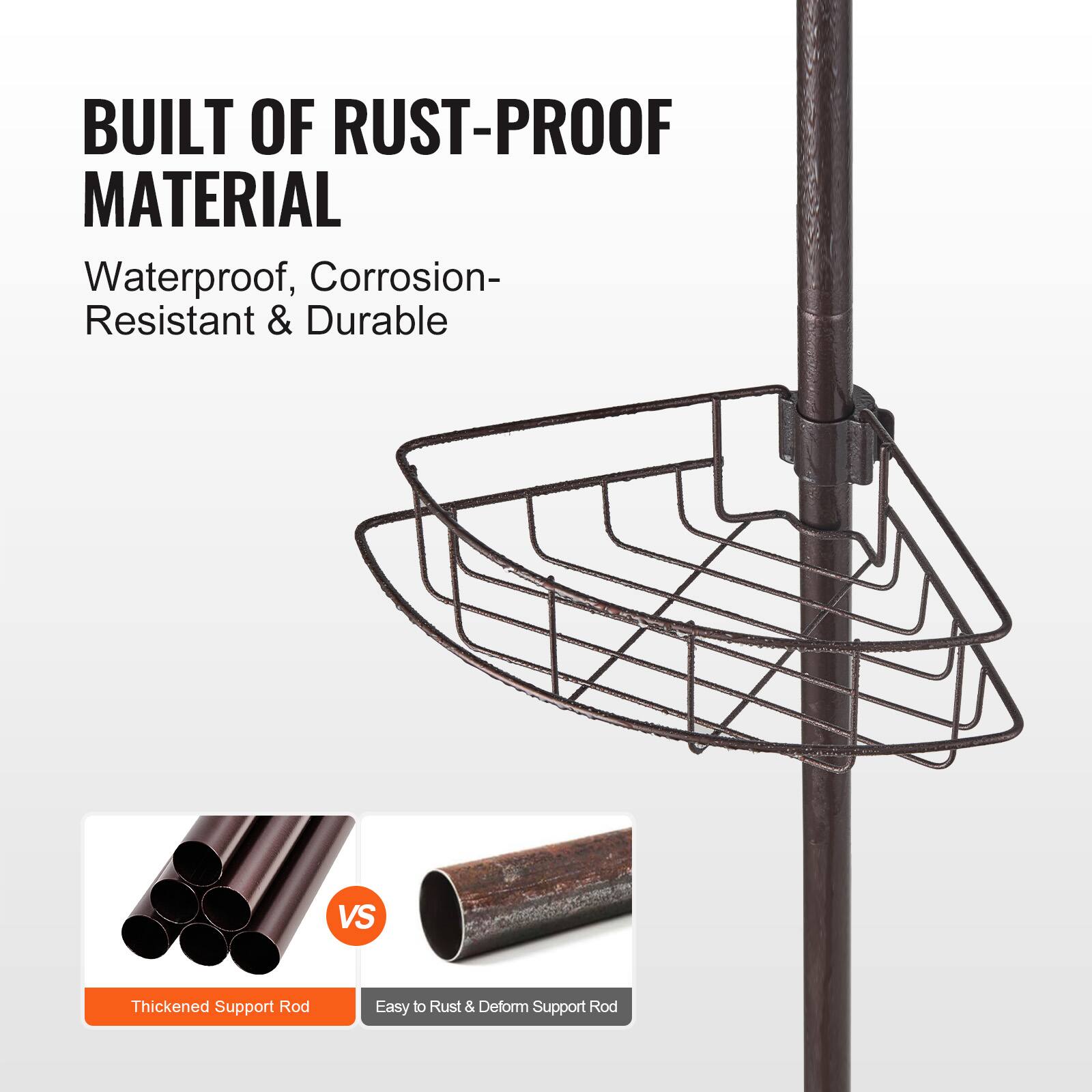 BUILT OF RUST-PROOF MATERIAL  
Waterproof, Corrosion-Resistant & Durable  

Thickened Support Rod  
VS  
Easy to Rust & Deform Support Rod