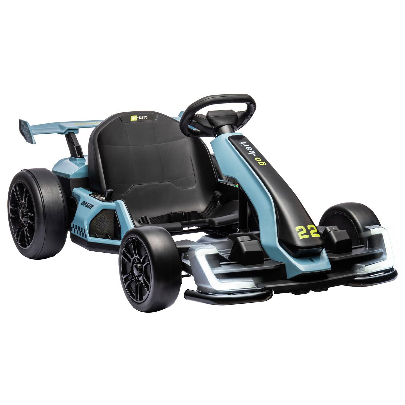 GARVEE - 24V Kids Electric Drift Go Kart, 300W Motor, 8.5MPH, Adjustable Length, LED Lights, Drift/Sport Modes, EVA Tires