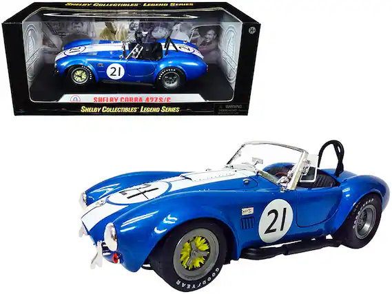 Sure, here is the corrected text:
**Box:**
- SHELBY COLLECTIBLES LEGEND SERIES
- SHELBY CARRA A27S/C
- SHELBY COLLECTIBLES LEGEND SERIES
- WARNING: CHOKING HAZARD - Small parts. Not for children under 3 years.
**Car:**
- 21
- SHELBY
- GOOD YEAR