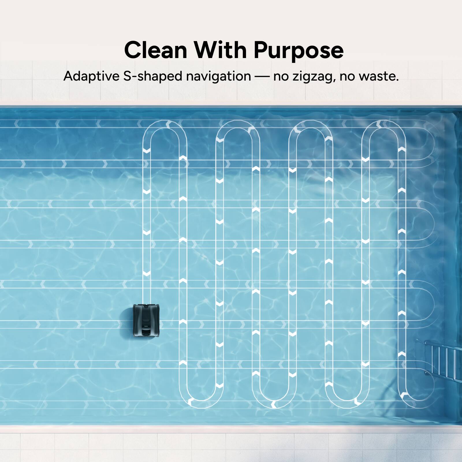 Clean With Purpose  
Adaptive S-shaped navigation — no zigzag, no waste.