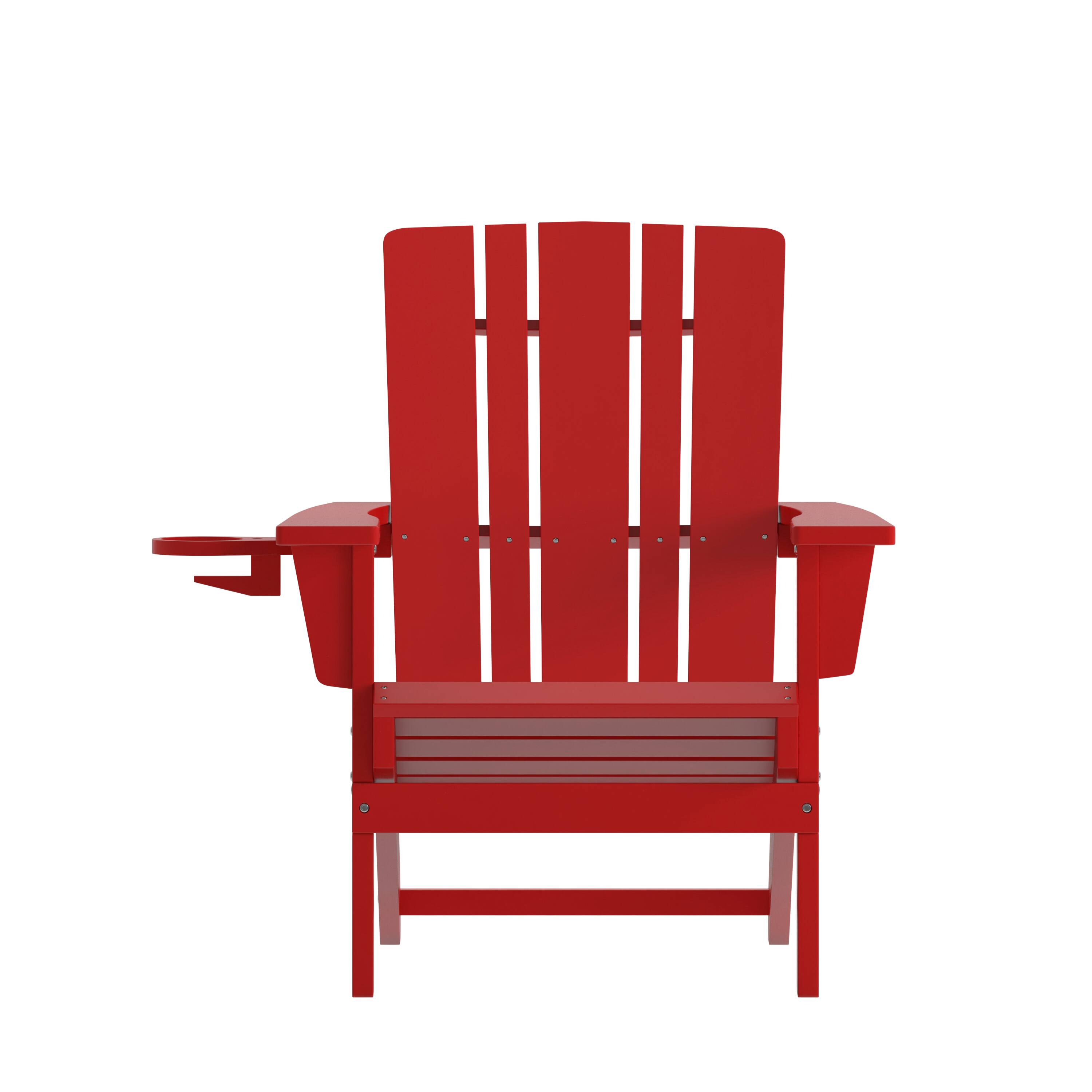 Alt View 9. Emma + Oliver - Haley Adirondack Chair with Cup Holder, Weather Resistant HDPE Adirondack Chair - Red.