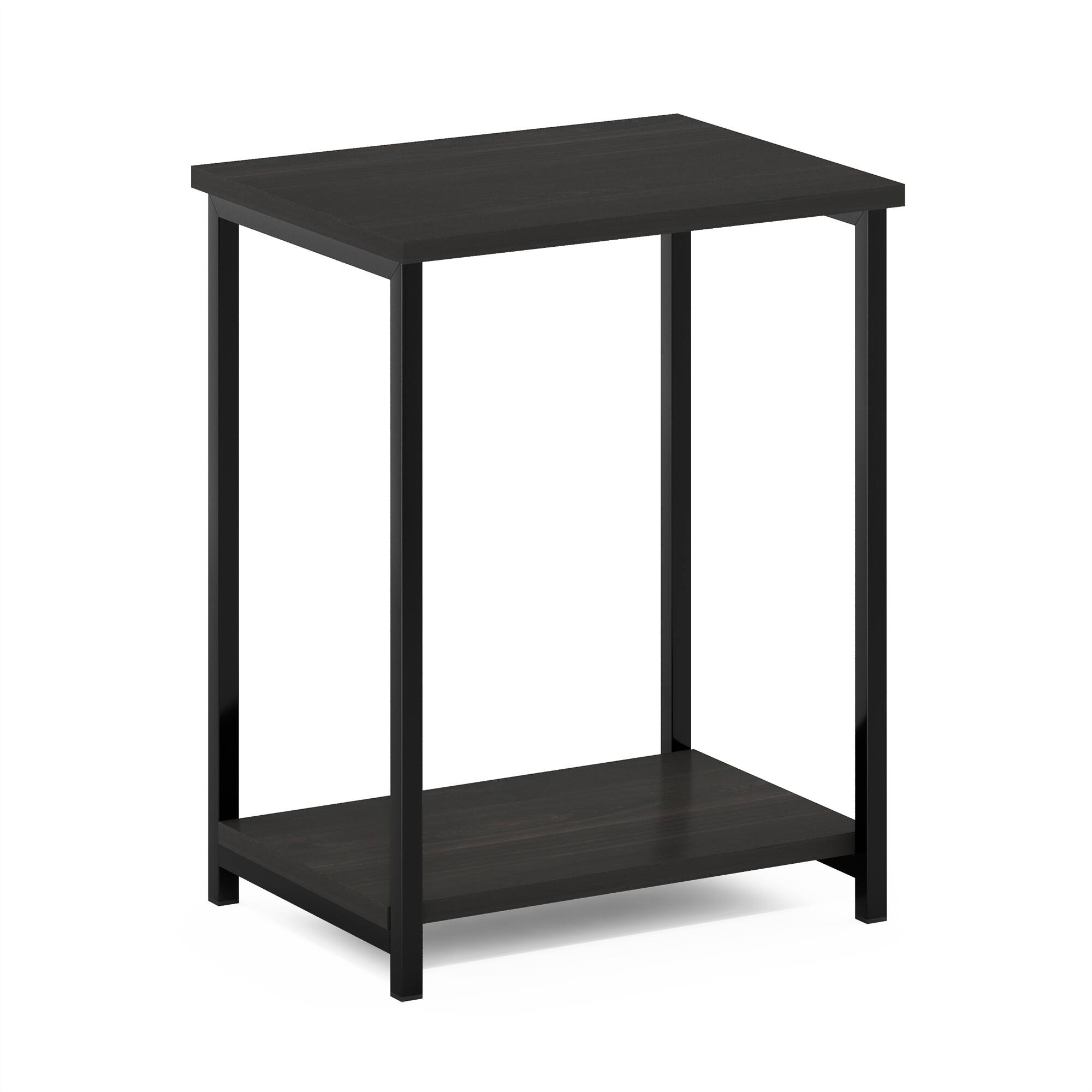 Alt View 4. Furinno - SIMPLISTIC Night Stand, 2-Tier Open Shelf Design Nightstand with Metal Frame, Bedside Table, End Table, Side Table - Espresso.