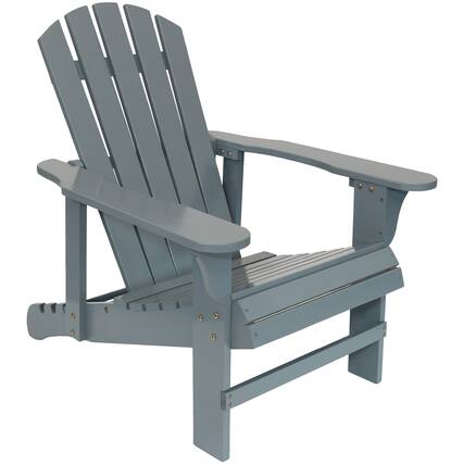Front. Sunnydaze - Fir Wood Adirondack Chair with Adjustable Back - Gray.