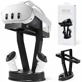 Fosmon - For Meta Quest 3/3S, VR Stand, Oculus Quest 2, Apple Vision Pro and Steam Frame, VR Headset Stand & VR Controller Holder - Black