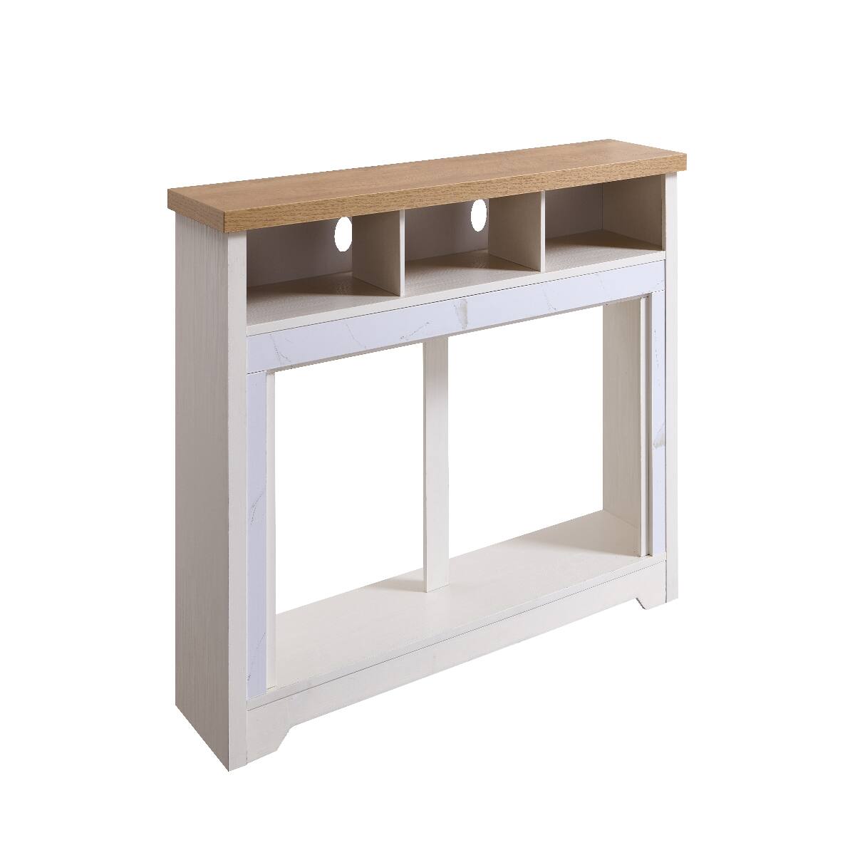 Alt View 8. Loheer - Loheer 70 inch fireplace tv stand with 60 inch smart electric fireplace, Cream White - Cream White.
