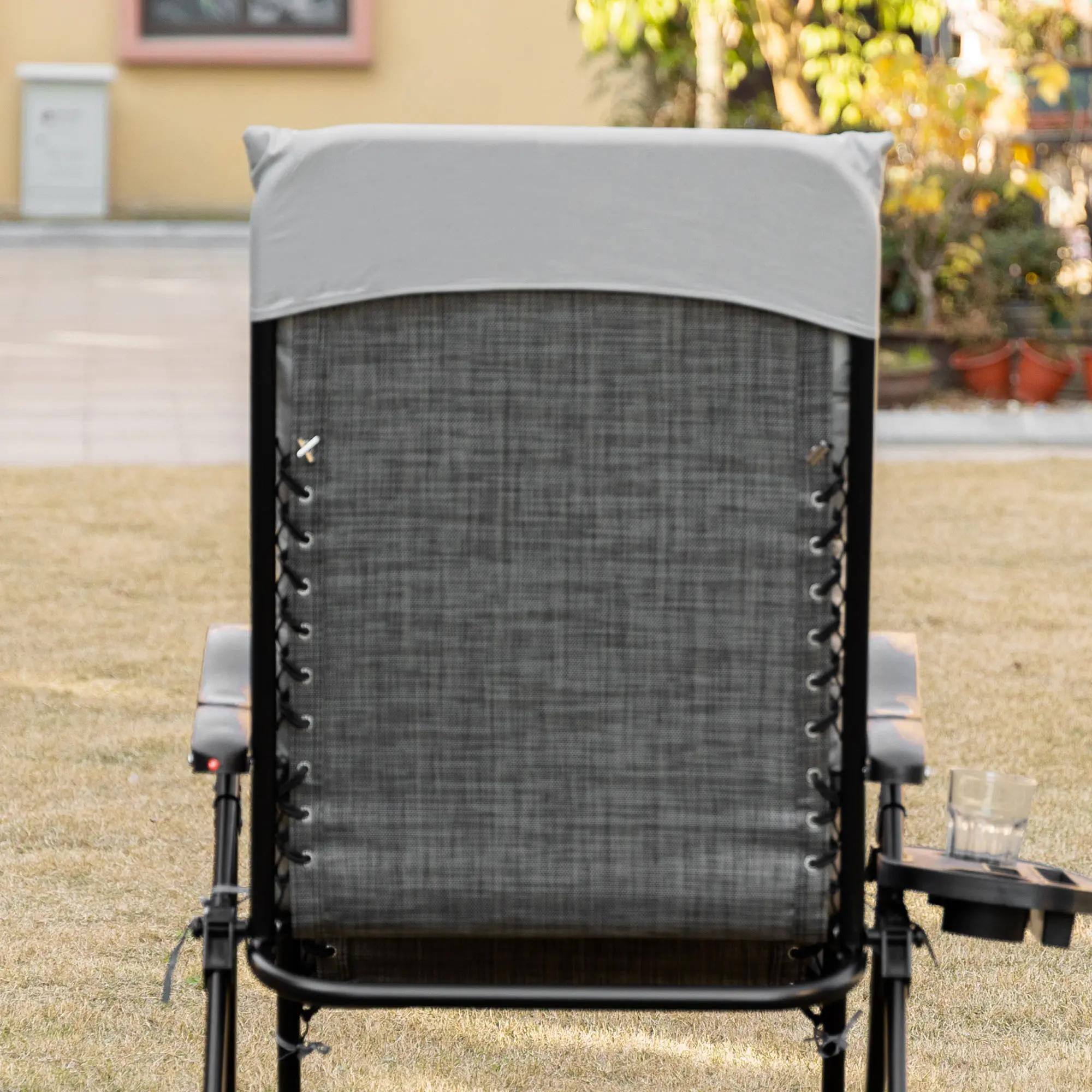 Back. Resenkos - Resenkos Padded Zero Gravity Chair, Folding Recliner Chair with Cup Holder Cushion, Gray - Gray.