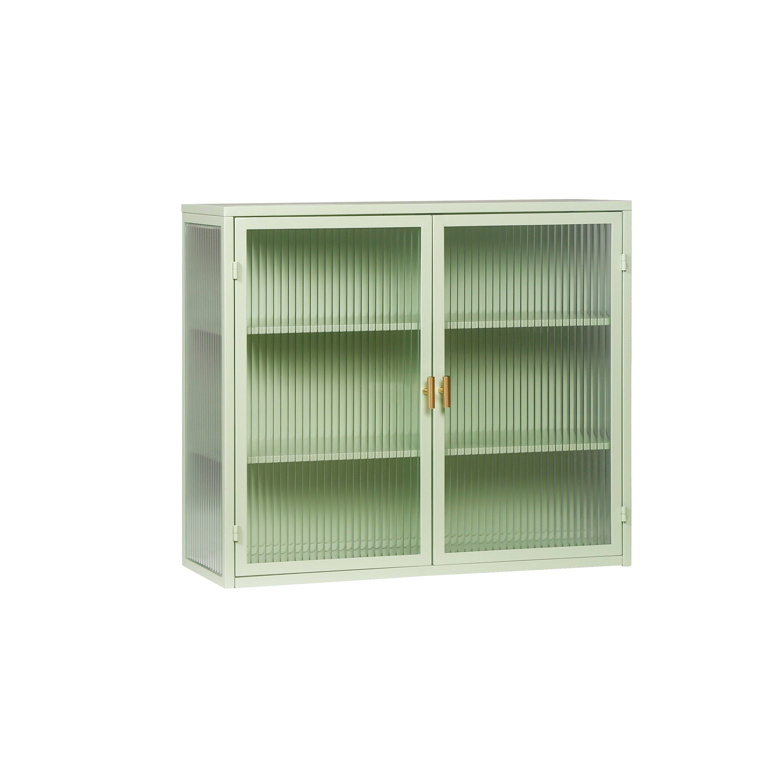 Alt View 2. Spaco - Spaco 27.56" Wall Cabinet with Glass Doors, Modern 2 Door Storage Cabinet with 3 Tier Shelves for Living Bathroom Room - Mint Green.