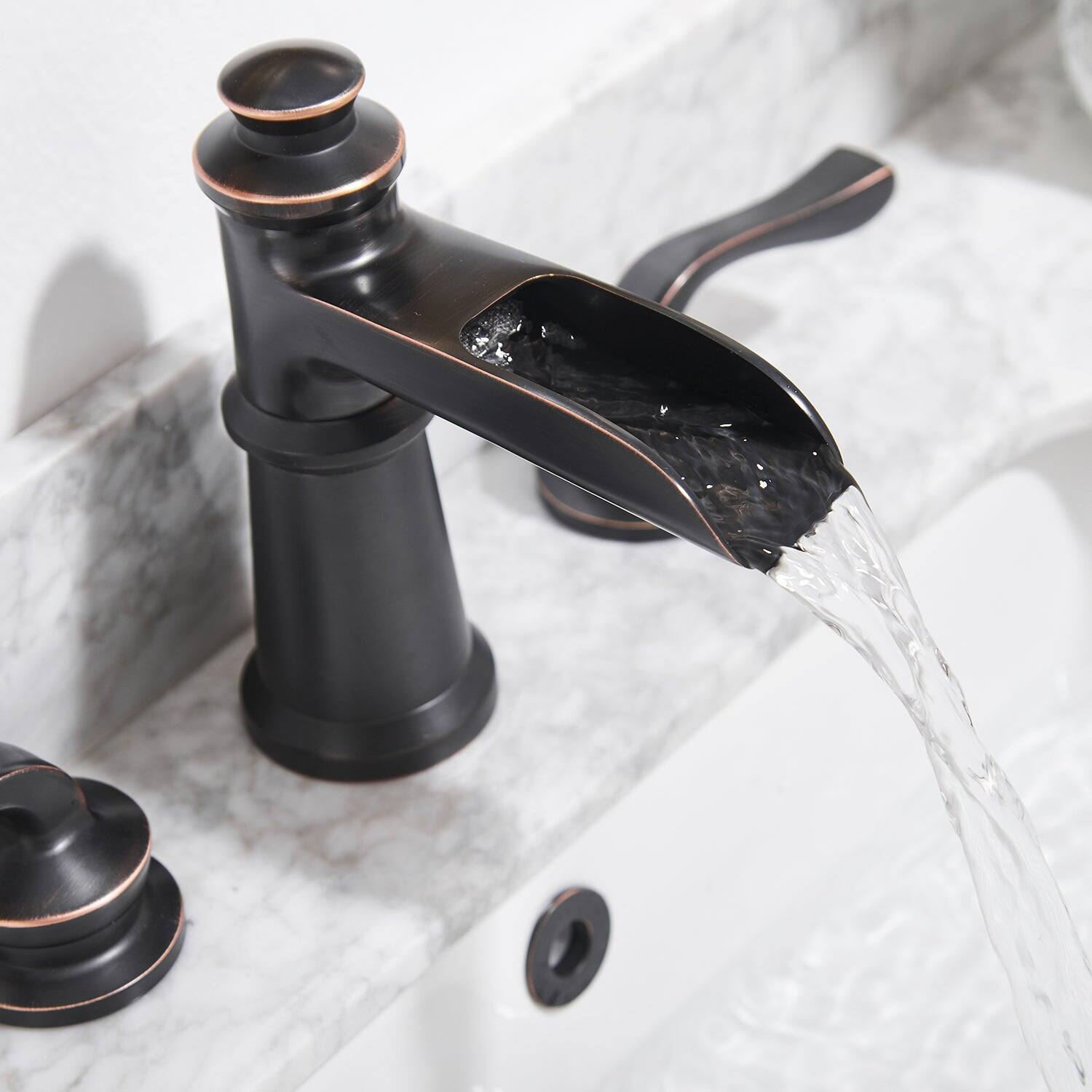 Alt View 6. Boyel Living - Classic Retro 8 Inch Widespread 2 Handle Bathroom Faucet with Drain Assembly in Oil Rubbed Bronze - Oil Rubbed Bronze.
