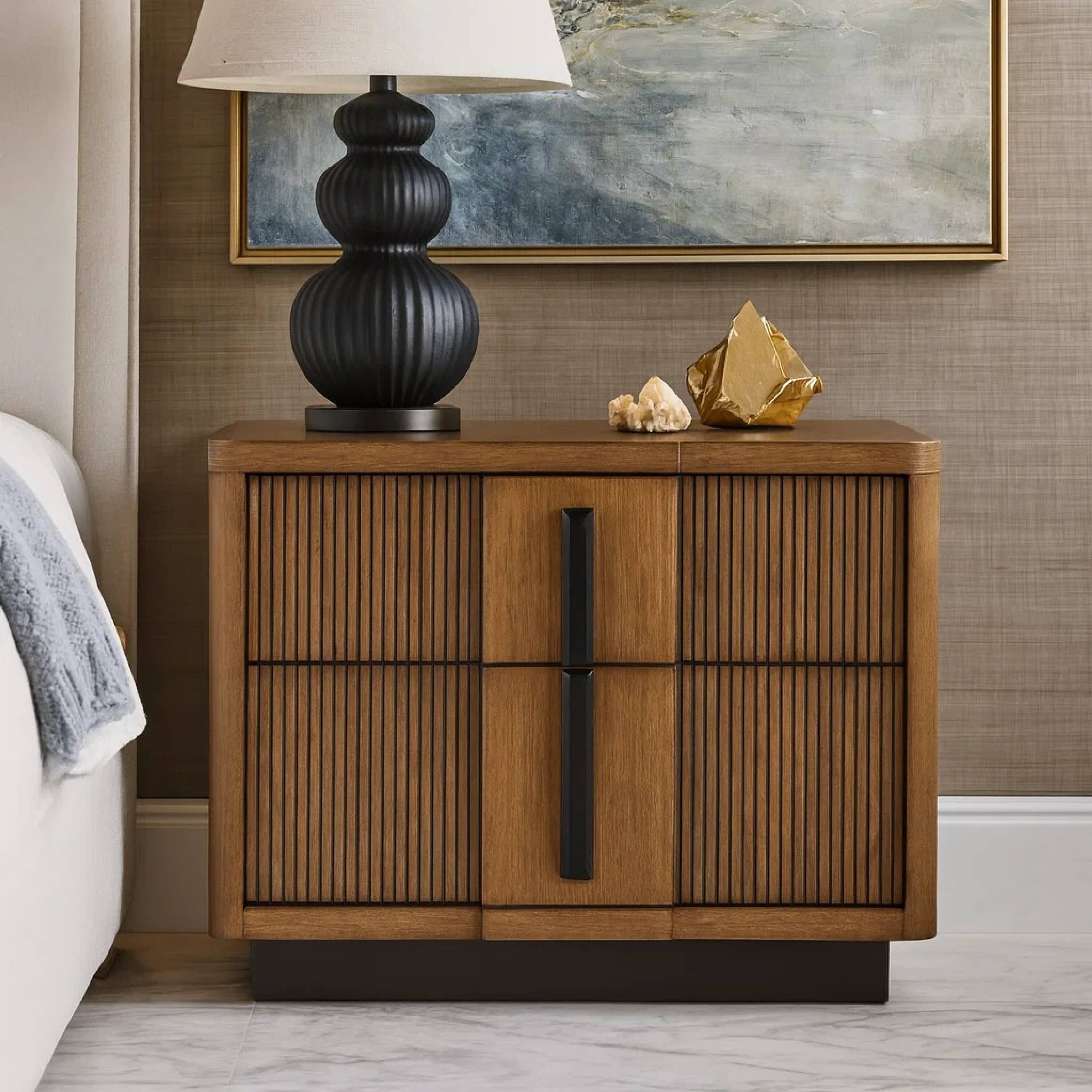 Alt View 5. Manhattan Lane - Reon Nightstand, 2 Drawers, Decorative Reeded - Brown.
