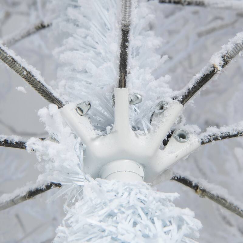 Alt View 4. WELLFOR - 6ft Pre‑lit Snow‑Flocked Artificial Christmas Tree with 383 Soft PE Branch Tips &300 LED Lights,Holiday Decoration - White.