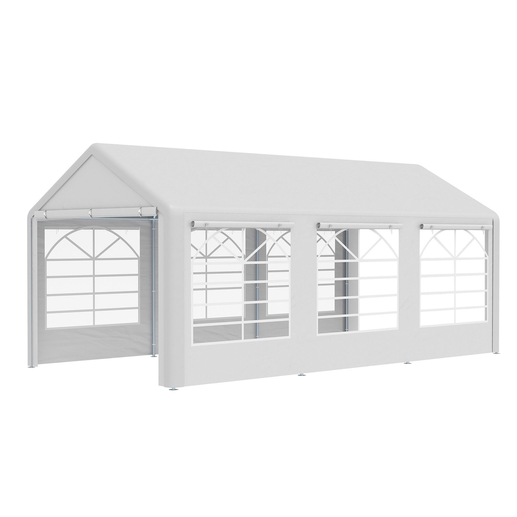 Outsunny - x 20' Heavy Duty Party Tent & Carport with Removable Sidewalls and Double Doors - White