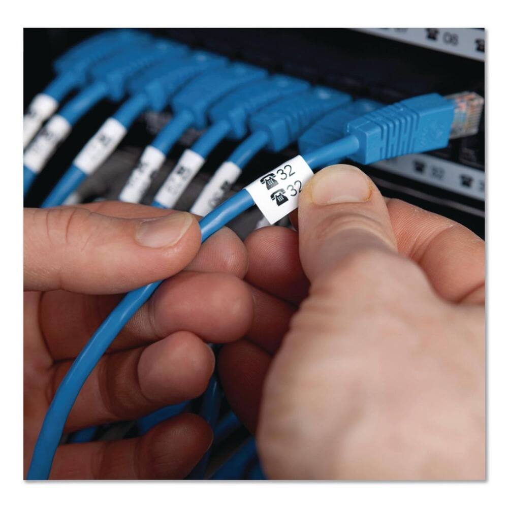 Angle. DYMO - DYMO 18489 0.75 in. x 11.5 ft. Rhino Flexible Nylon Industrial Label Tape - White/Black Print - White.