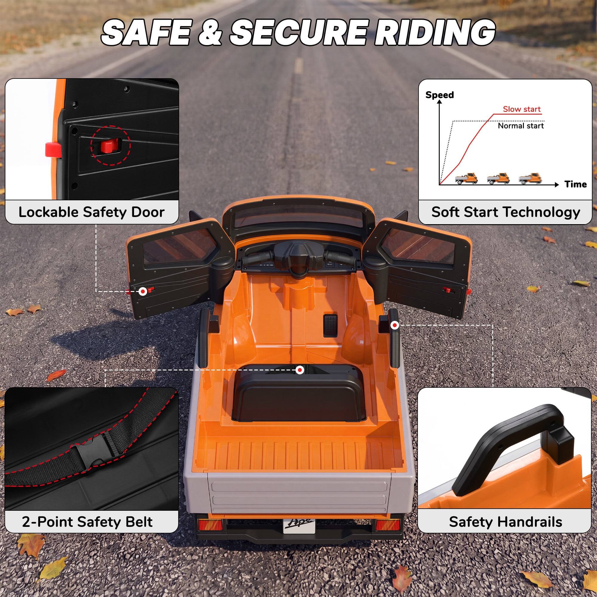 SAFE & SECURE RIDING

- Lockable Safety Door
- Soft Start Technology
- 2-Point Safety Belt
- Safety Handrails