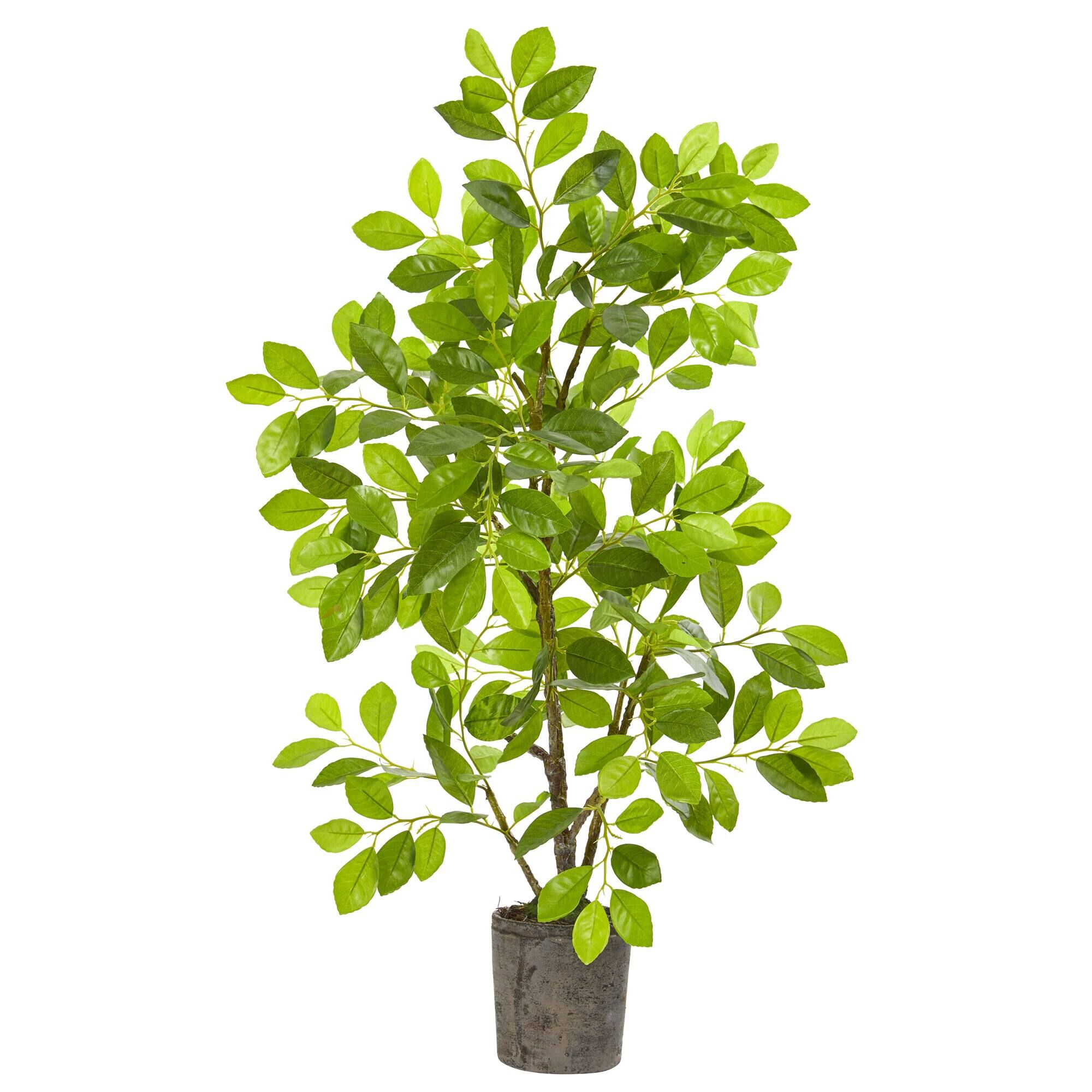Front. BreeBe - 3' Ficus Artificial Tree in Planter - Green.