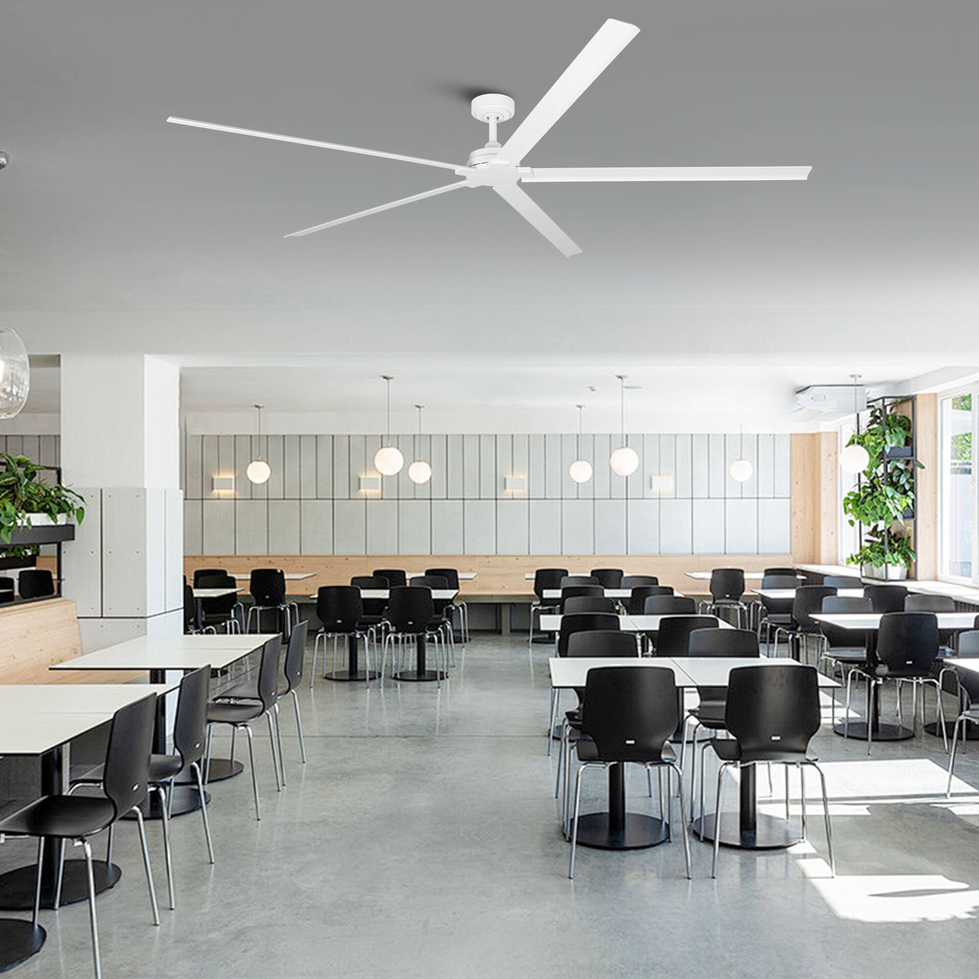 Back. Parrot Uncle - 84-Inch Wet-Rated Outdoor Aluminum Ceiling Fan with 6-Speed DC Motor & Remote – Ideal for Patios, Gazebos - White.