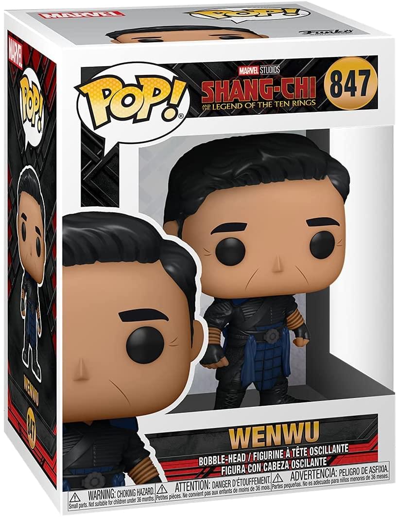 **MARVEL STUDIOS**  
**SHANG-CHI AND THE LEGEND OF THE TEN RINGS**  
**847**

**POP!**  
**WENWU**

**BOBBLE-HEAD / FIGURINE À TÊTE OSCILLANTE / FIGURA CON CABEZA OSCILANTE**

**WARNING: CHOKING HAZARD.**  
**ATTENTION: DANGER D'ÉTOUFFEMENT.**  
**ADVERTENCIA: PEORO DE ASFIXIA.**  
**Ne convient pas aux enfants de moins de 36 mois.**  
**Not suitable for children under 36 months.**  
**Pequeñas piezas. No es adecuado para niños menores de 36 meses.**  
**Small parts. Not suitable for children under 36 months.**